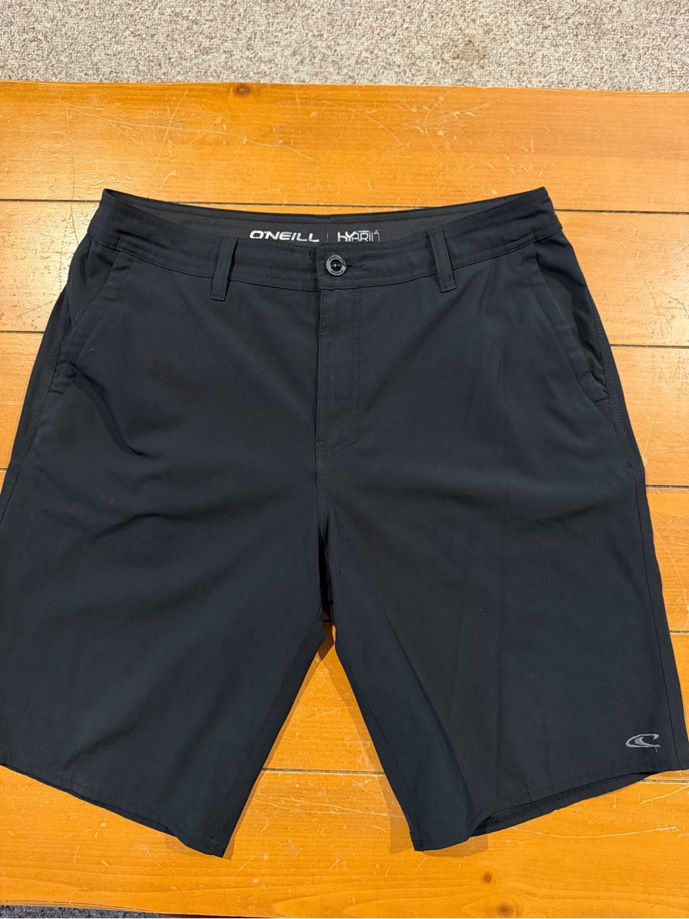 O'Neill Men's Black Flat Front Hybrid Shorts